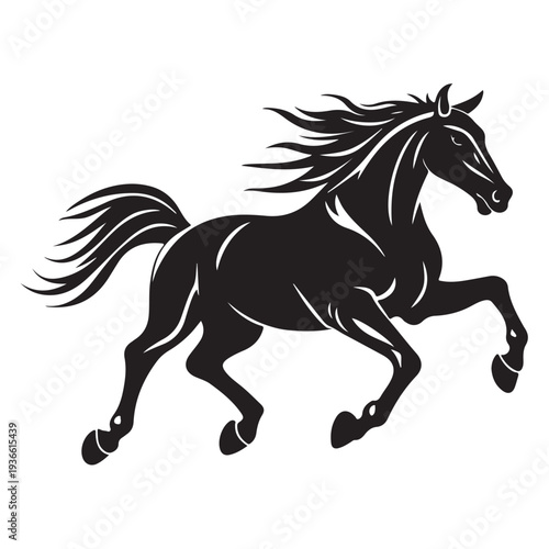 horse silhouette isolated on white