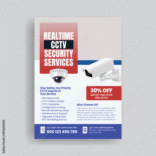 Home and Business CCTV Security Camera Installation Flyer Poster Template, Video Surveillance Monitoring Promotion Design, Alarm System Protection Advertisement,
Professional Security Services Leaflet