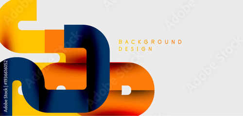 Abstract colorful ribbons create dynamic composition. Gradient shades blend, forming modern visual element. Minimalist design suits backgrounds.