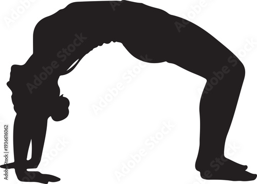 Woman in Bridge Yoga Pose Silhouette Vector