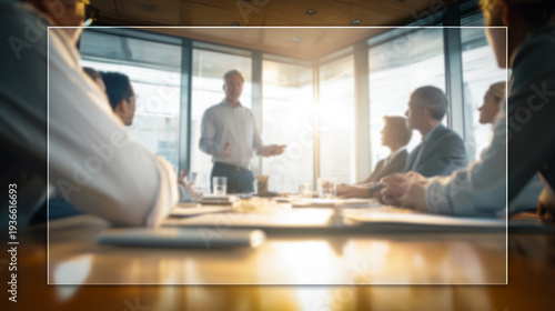 Wallpaper Mural Blurred corporate meeting presentation with a white overlay Torontodigital.ca