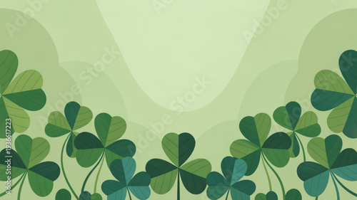 Vibrant green clover leaves on light green background st patrick's day symbol luck concept shamrocks
