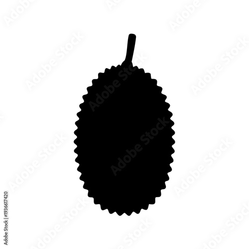 Minimalist vector silhouette illustration of a spiky jackfruit on white background