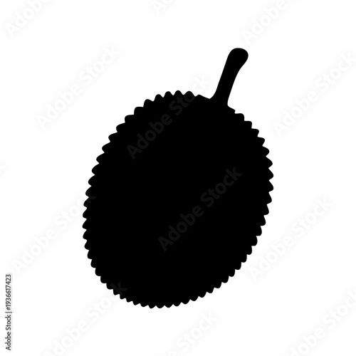 Monochromatic Silhouette of a Jackfruit with its distinctive bumpy outer skin texture
