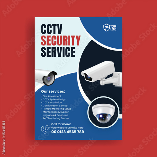Security Camera CCTV Installation Services Promotional Flyer Poster Template, Smart Surveillance Monitoring System Advertisement, Home Office Safety Protection Marketing,
Alarm Security Leaflet Brochu