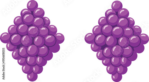 Purple grape bunch fresh juicy fruit healthy organic food flat vector illustration