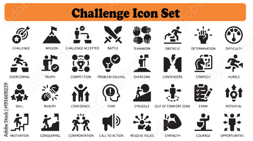 Challenge Icon Set Collection on White Background