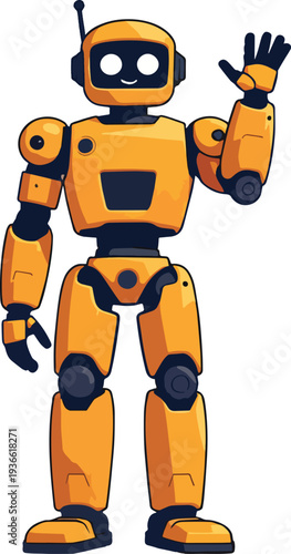 robot umanoide uomo donna che saluta stop alt vettoriale
