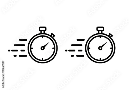 Two stopwatches in motion, side by side, illustrating time measurement and urgency in a simple illustration style.