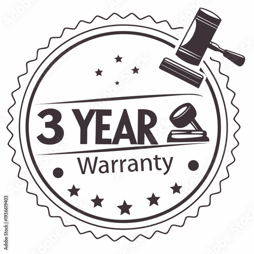 3 year warranty stamp with the text