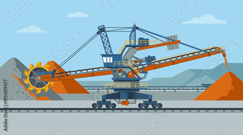 Bucket Wheel Excavator Working on Mining Site