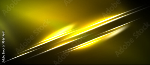 Abstract golden lines intersect dark background. Bright glow emanates from central point, creating dynamic visual effect.