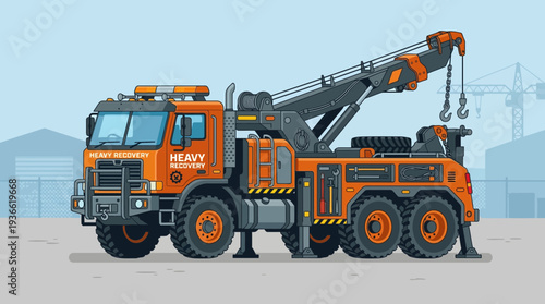 Heavy Duty Tow Truck, Pixel Art Illustration