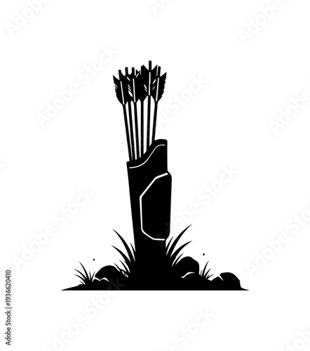Vector silhouette of quiver with arrows