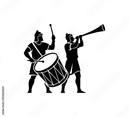 Vector illustration of two medieval musicians