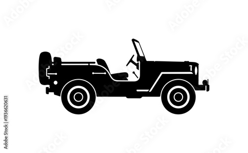 Vector silhouette of a convertible jeep