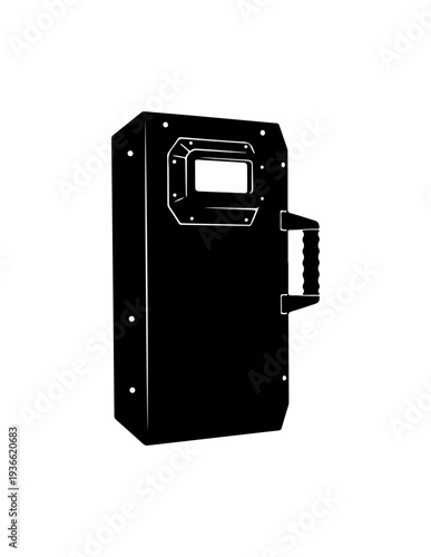 Vector illustration of a black metal electrical box