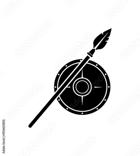 Vector shield and spear icon