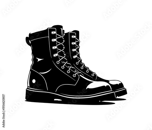 Vector illustration of black combat boots