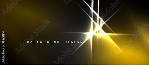 Dark background features bright golden glow, white lines radiating from central point. Text reads background design. Minimalist, modern aesthetic.