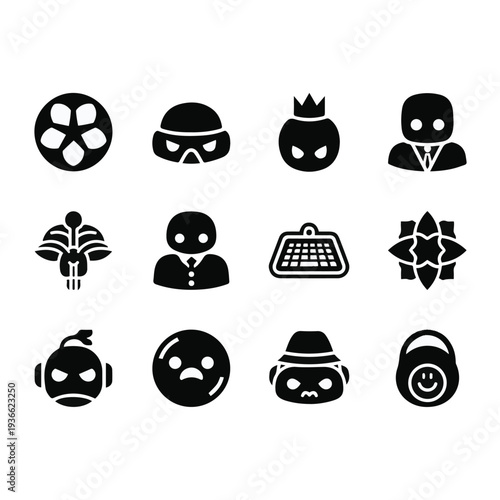 Black icons of people heads.