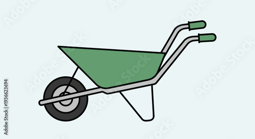 Green Wheelbarrow Illustration.