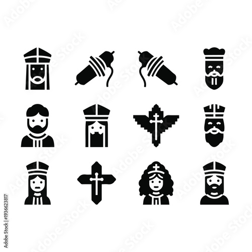 Christianity religion faith icons symbols.