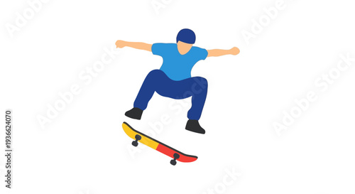 Man Skateboarding in Air.