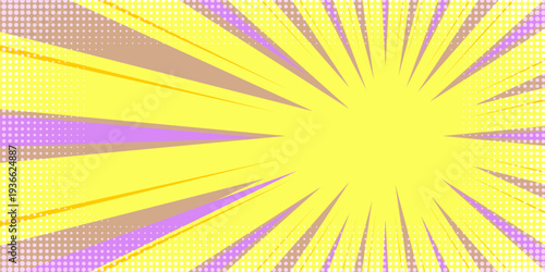 Halftone Pop Art Style Star Explosion Pattern Cartoon Background, Vintage Tone Light Effect Vector illustration wow banner with gradient design