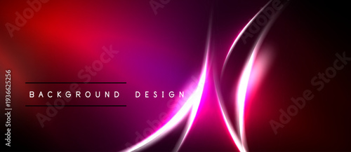 Abstract background features vibrant pink, purple gradients. Dynamic lines create modern, energetic visual effect. Text reads background design.