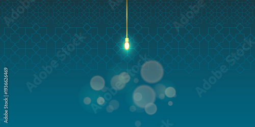Ramadan Kareem Greeting Card Background. Ramadan Kareem blue design with light bulbs