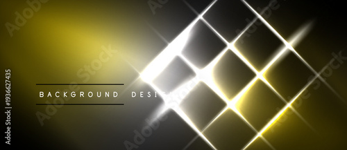 Abstract golden lines create glowing squares. Dark background emphasizes bright geometric shapes, modern design element.