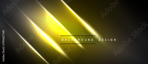Dark backdrop features bright yellow neon lines. Gradient effect creates dynamic visual impact. Modern design element.