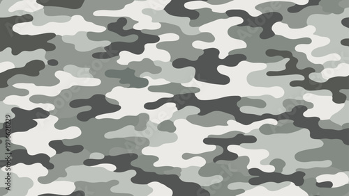 Classic military camouflage pattern in shades of grey and white, ideal for urban tactical gear or modern streetwear design elements.