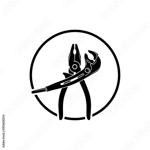 Pliers Tool Vector Illustration Inside Circle.