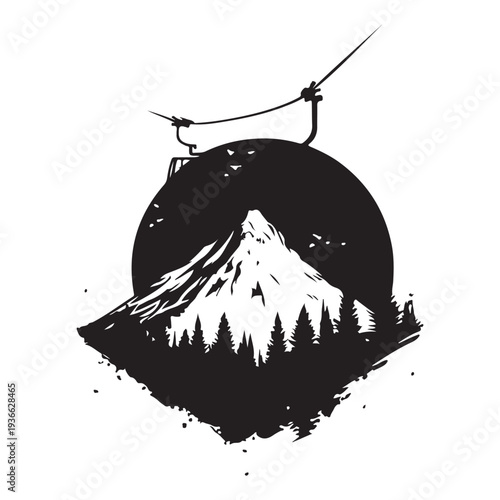 Winter Ski Resort Landscape Illustration