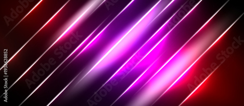 Abstract lines create vibrant diagonal pattern. Colors shift from red, purple, pink, white. Modern design, energetic feel.