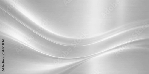 Abstract flowing lines of a lustrous and silvery waves, evoking a sense of smoothness. These graceful shapes suggest fluidity, elegance, and modernism.