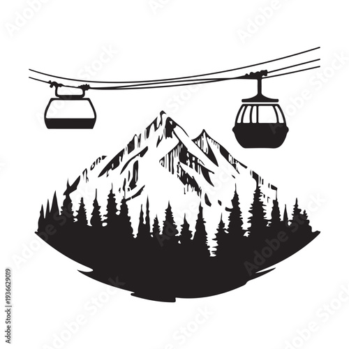 Winter Ski Resort Landscape Illustration