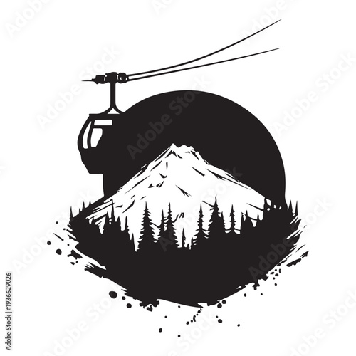 Winter Ski Resort Landscape Illustration