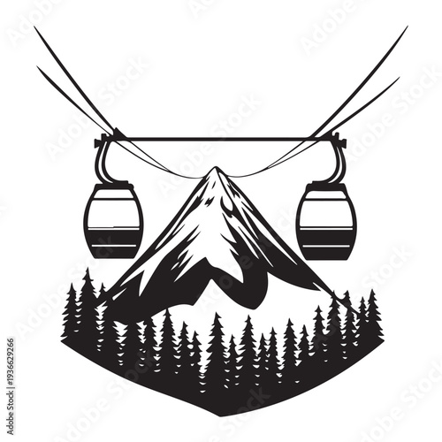 Winter Ski Resort Landscape Illustration