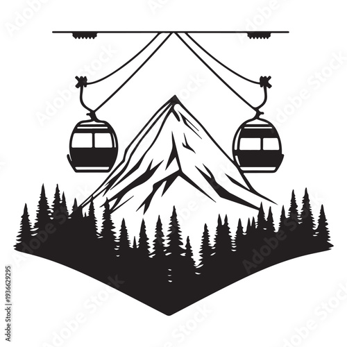 Winter Ski Resort Landscape Illustration