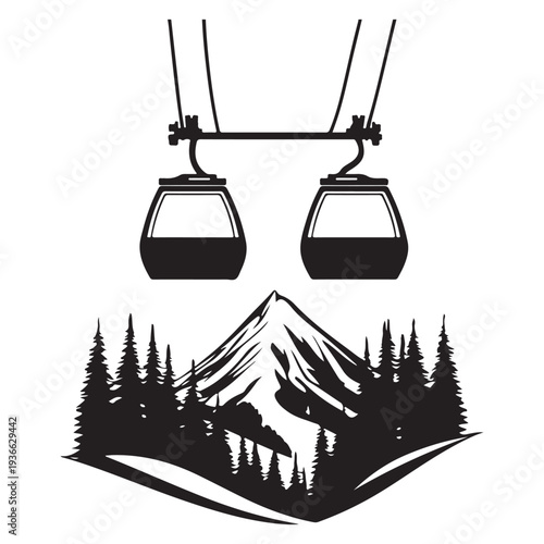 Winter Ski Resort Landscape Illustration