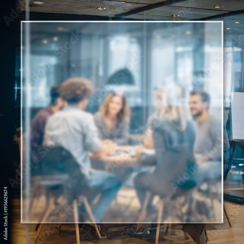 Wallpaper Mural Blurred corporate meeting presentation with a white overlay Torontodigital.ca