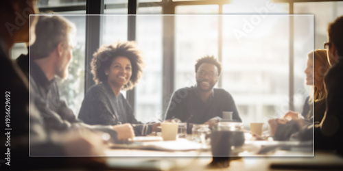 Wallpaper Mural Blurred corporate meeting presentation with a white overlay Torontodigital.ca