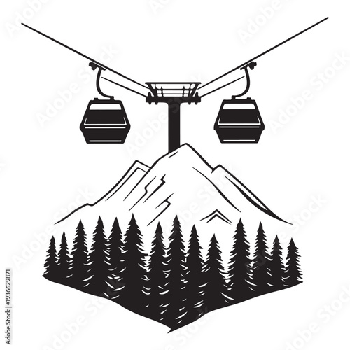 Winter Ski Resort Landscape Illustration