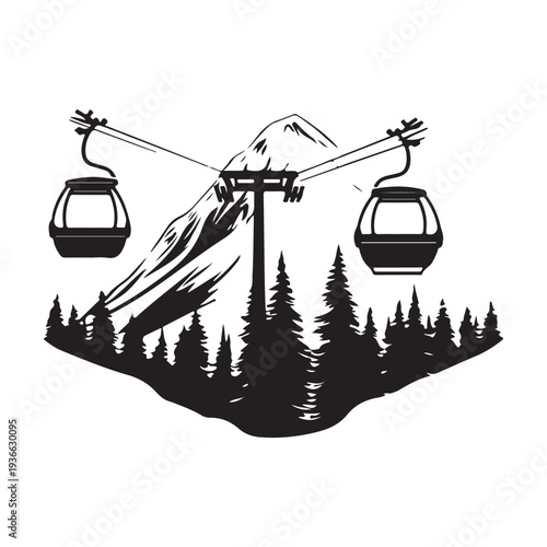 Winter Ski Resort Landscape Illustration