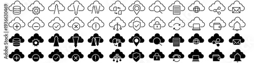 Cloud service vector icon set. Cloud storage Illustration sign collection. Database symbol. Cloud drive logo.