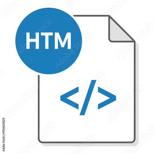 HTML file icon with code symbol and label on white background icon