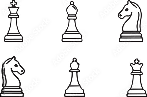 Chess pieces on a plain background